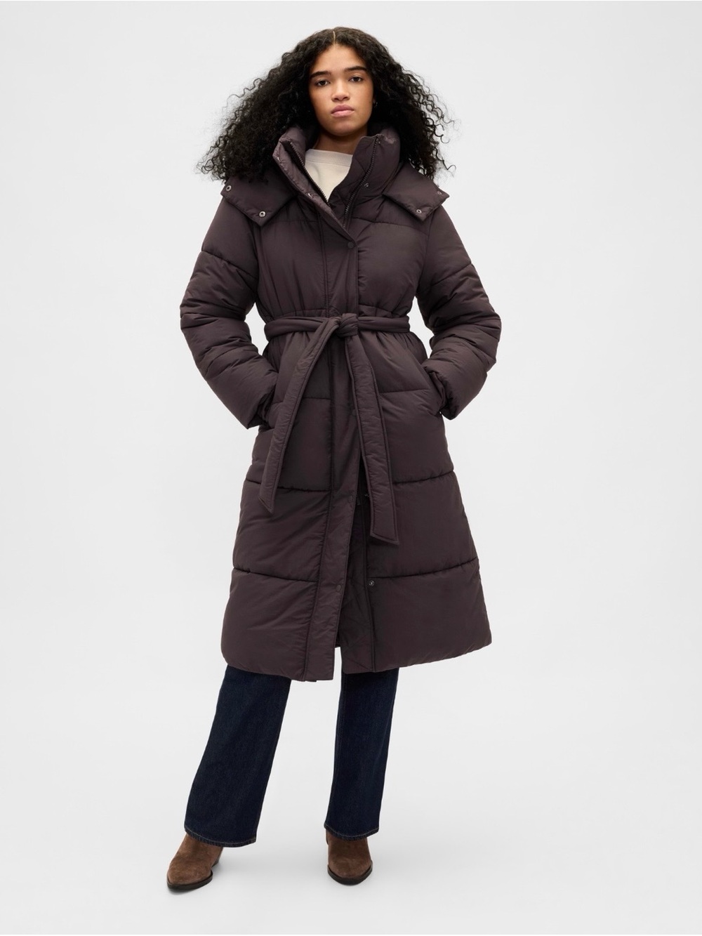 GAP Long Quilted Belted Puffer Coat
